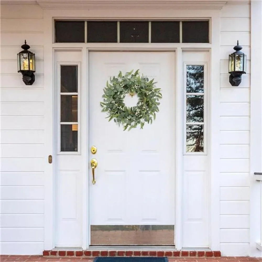 20in Artificial Eucalyptus Wreath for Front Door Fall Wreath Green Leaf Wreath